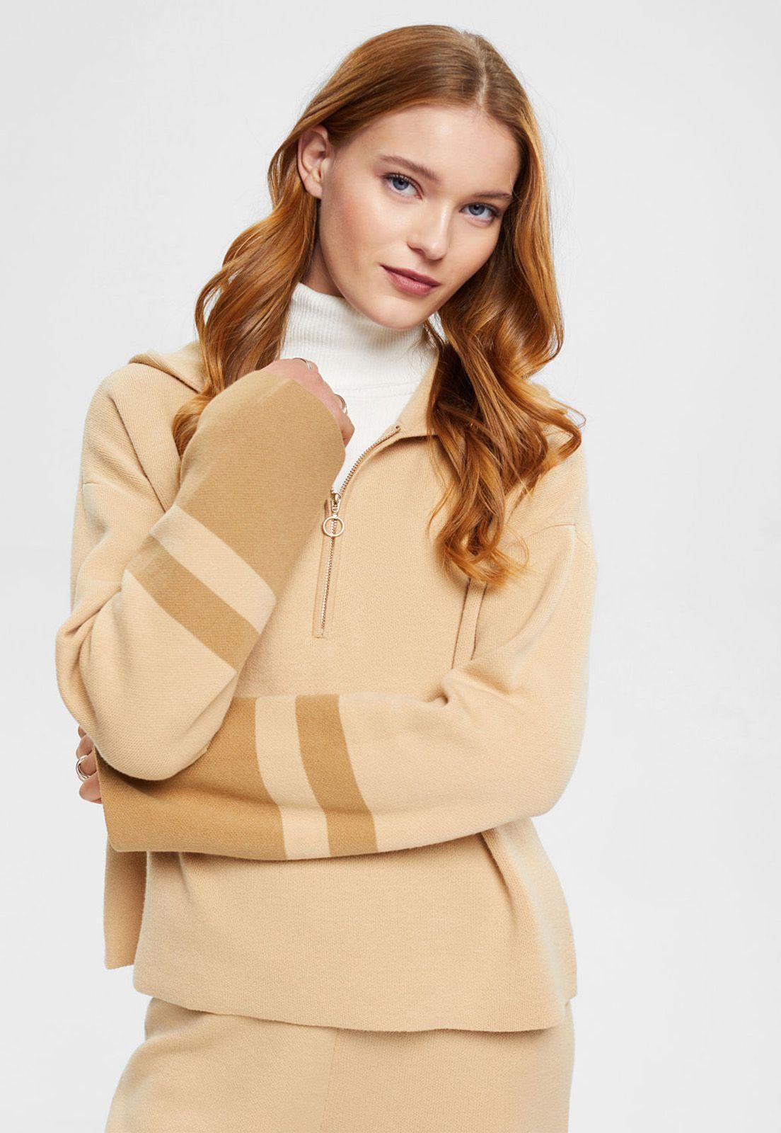 Sweater Con Capucha y Lineas Mujer Esprit-0