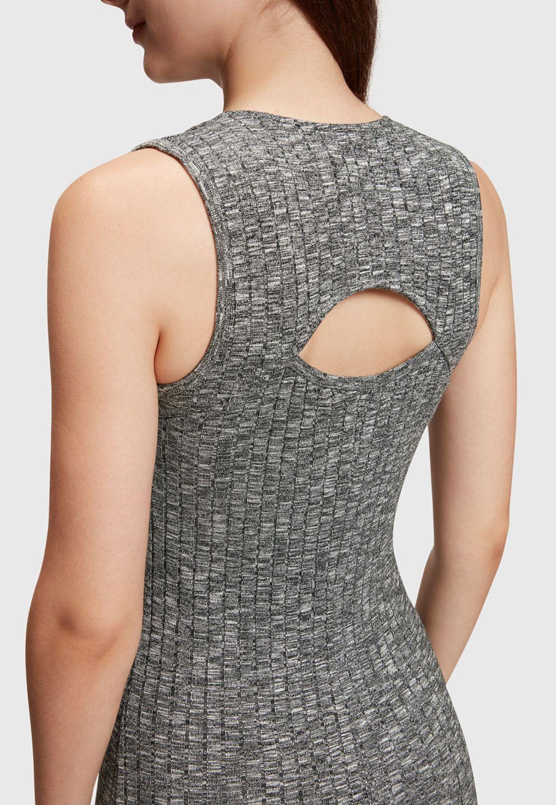 Vestido Midi Jaspeado Con Acabado Acanalado Mujer Esprit-2