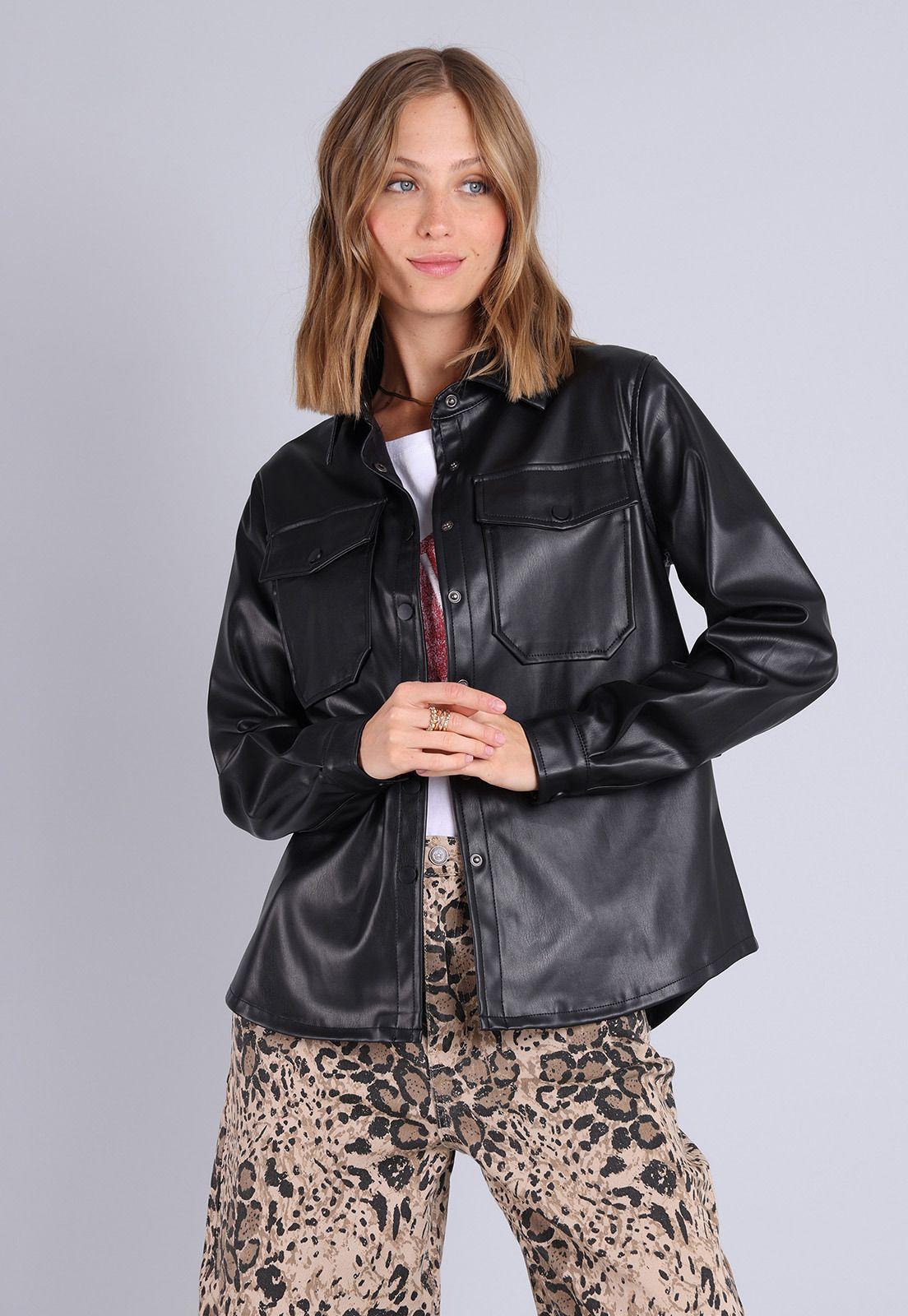 Chaqueta PU Manga Larga Mujer Soviet-0