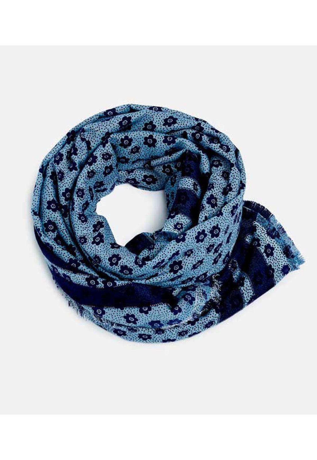 Pañuelo en mezcla de algodón con estampado de flores-2