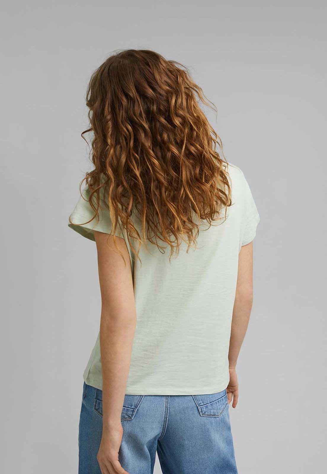 Polera Mujer Manga Corta Bordada Esprit Verde claro-1