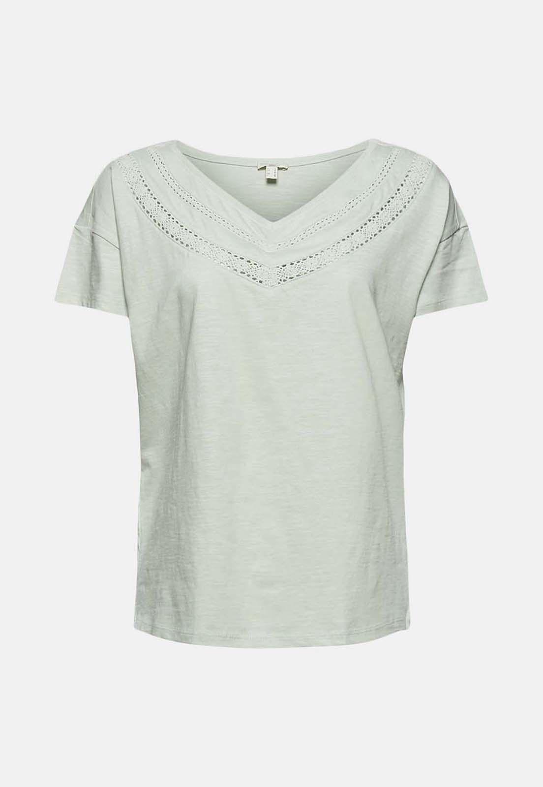 Polera Mujer Manga Corta Bordada Esprit Verde claro-3
