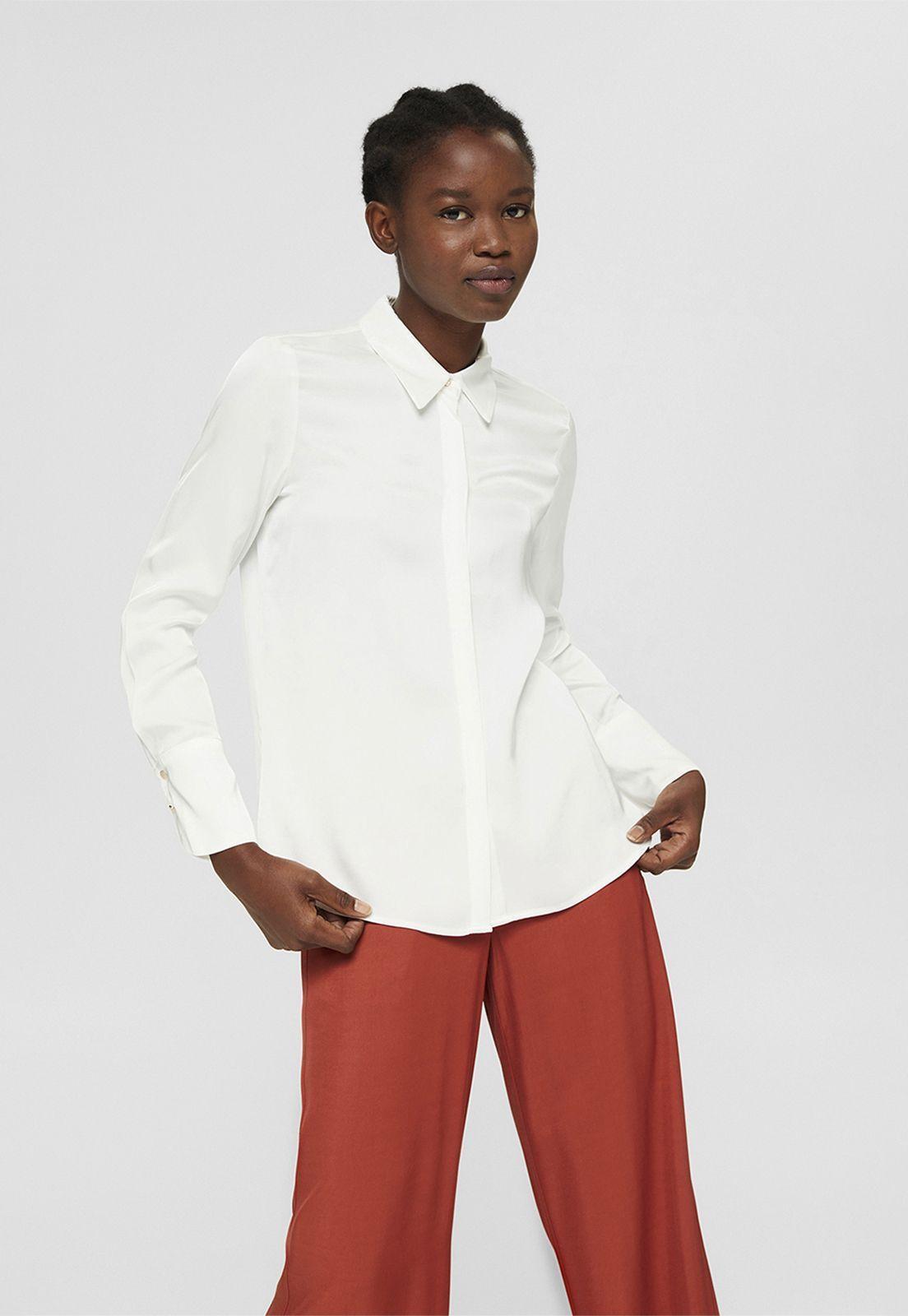 Blusa De Raso Manga Larga Esprit-0