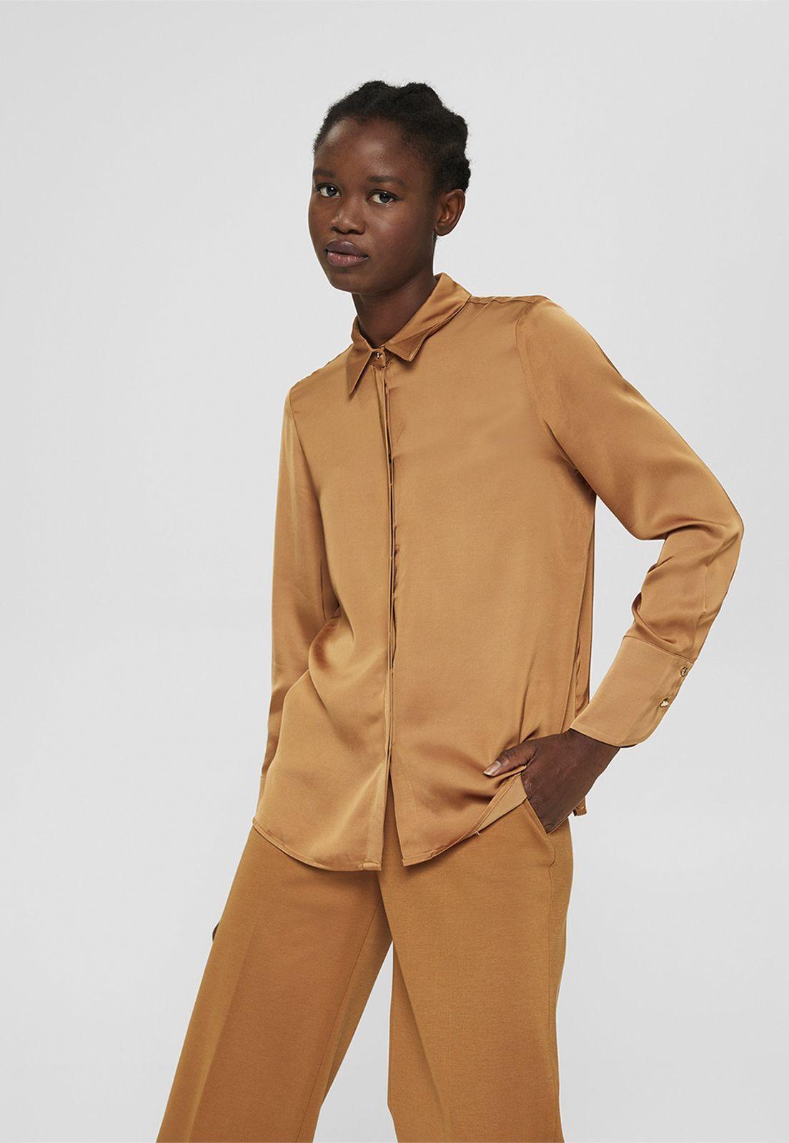 Blusa De Raso Manga Larga Esprit-0
