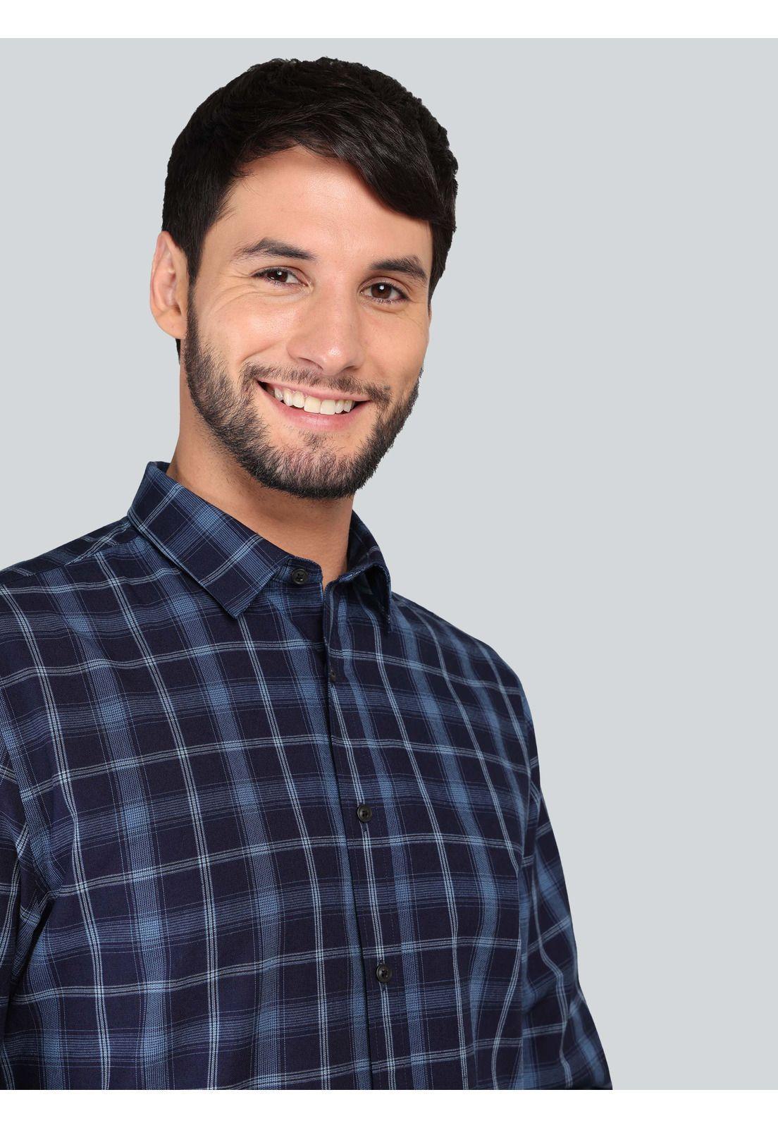 Camisa A Cuadros Regular Fit Azul Arrow CM33013AZ-2