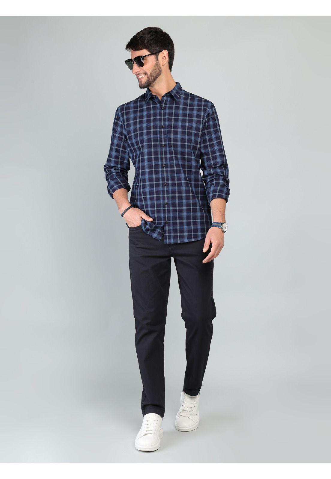 Camisa A Cuadros Regular Fit Azul Arrow CM33013AZ-3