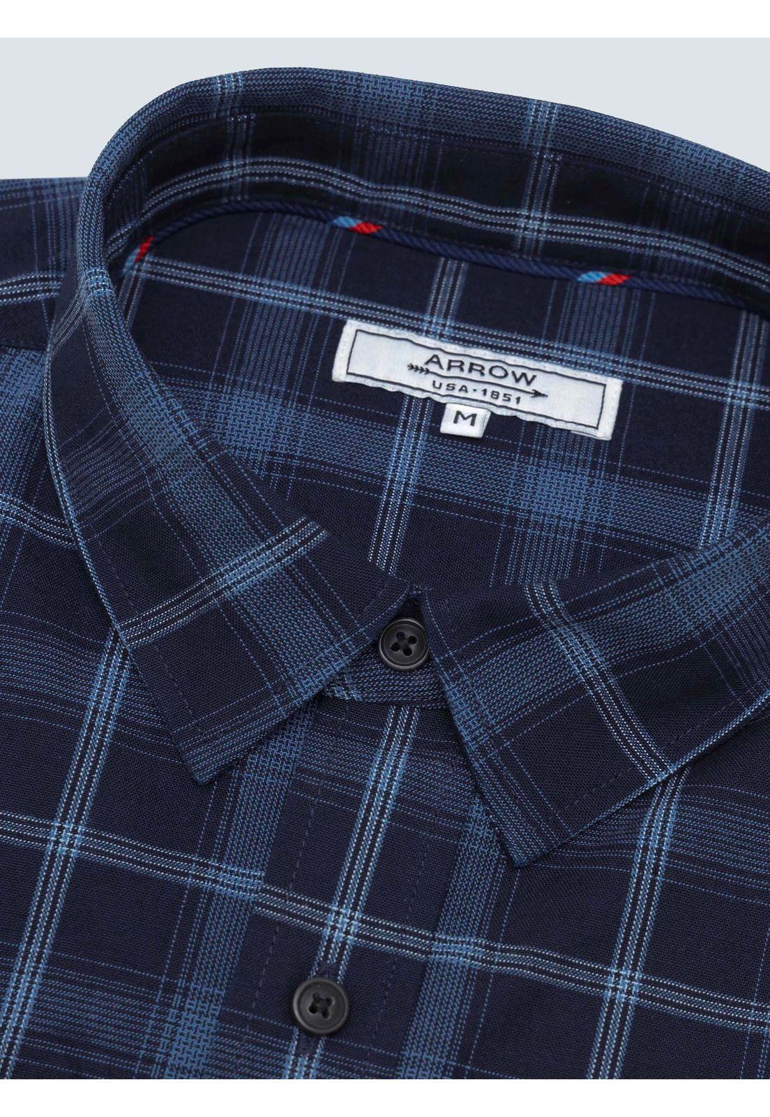 Camisa A Cuadros Regular Fit Azul Arrow CM33013AZ-4