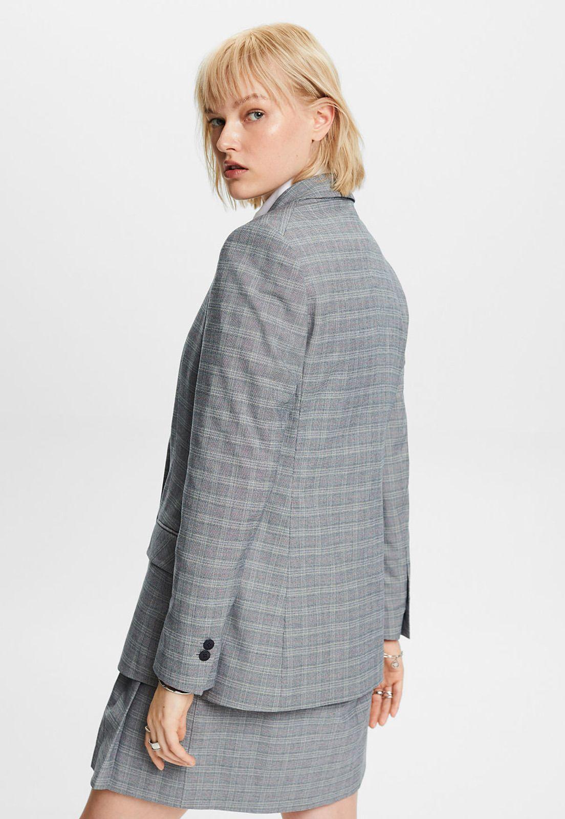 Blazer a cuadros Principe Gales con solapa Mujer Esprit-1