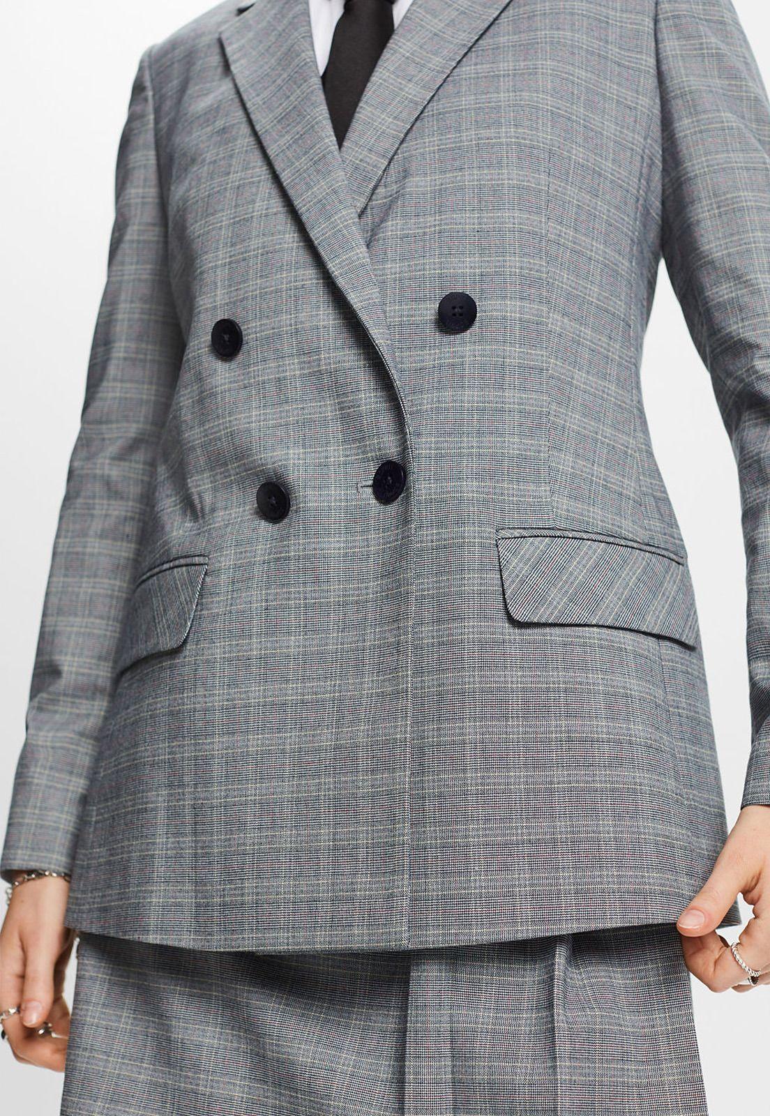 Blazer a cuadros Principe Gales con solapa Mujer Esprit-2