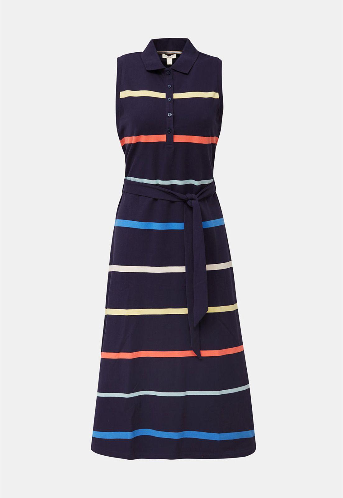 Vestido midi tipo polo a rayas-3