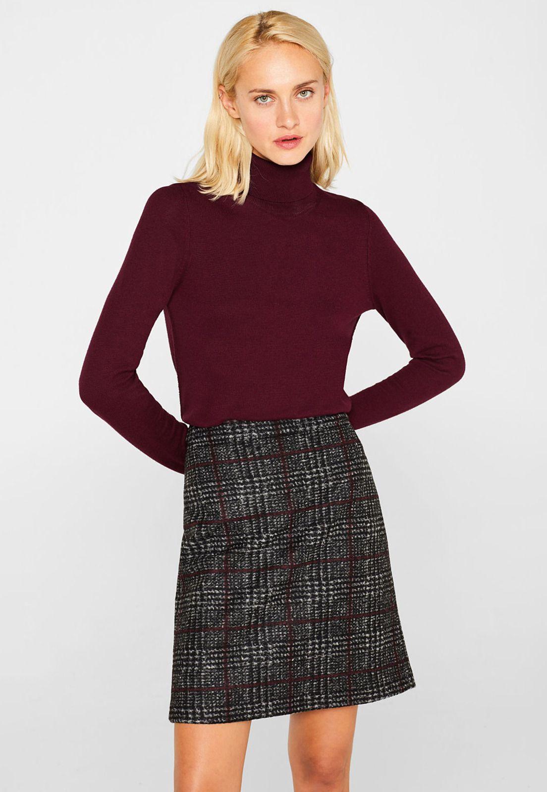 Falda Midi A Cuadros Esprit-0