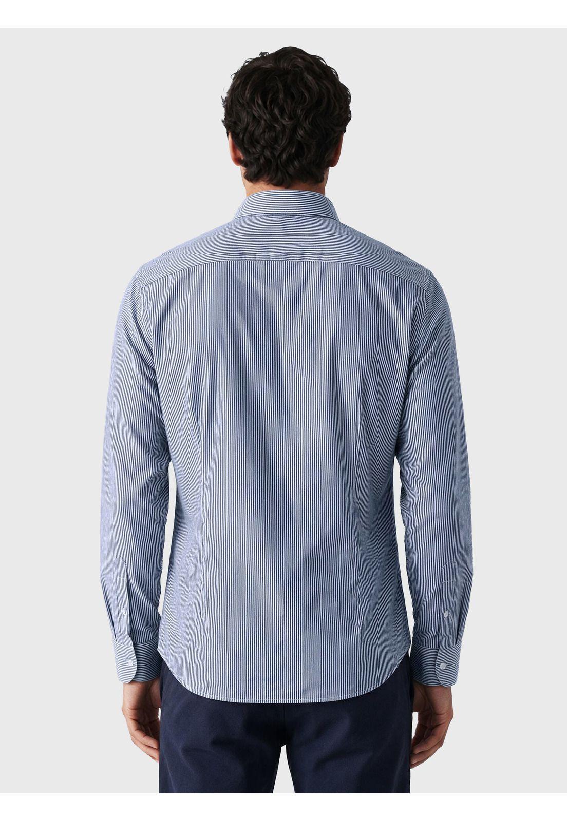 Camisa A Rayas Spandex Slim Fit Azul Arrow CMI3410AZ-1