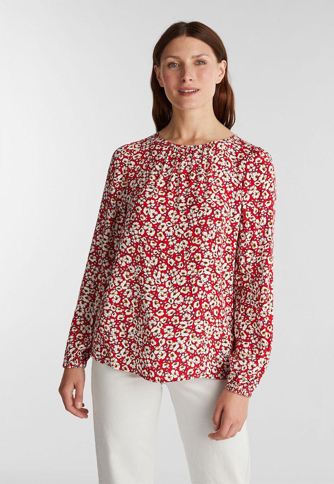 Blusa Manga Larga Estampada Esprit Azul marino-0