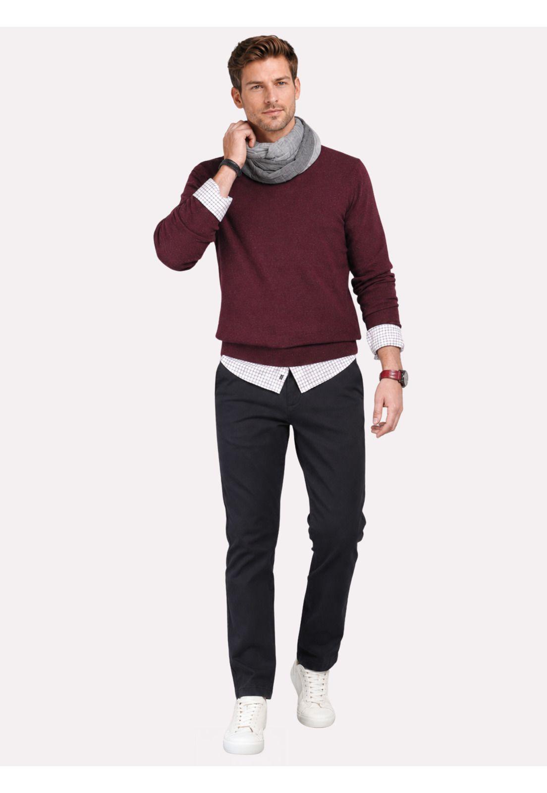 Sweater Cuello Redondo Regular Fit Burdeo Arrow SW33090BU-3