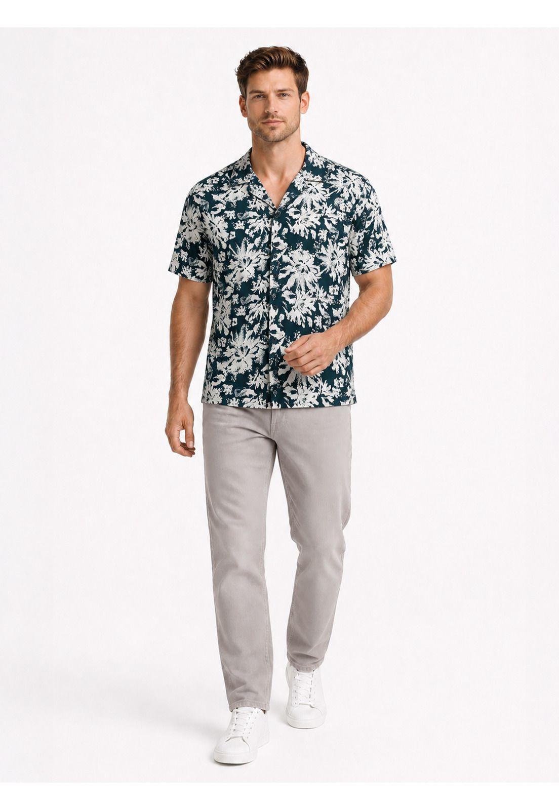 Camisa Algodón Print Regular Fit Azul Marino Arrow CM34023NB-3
