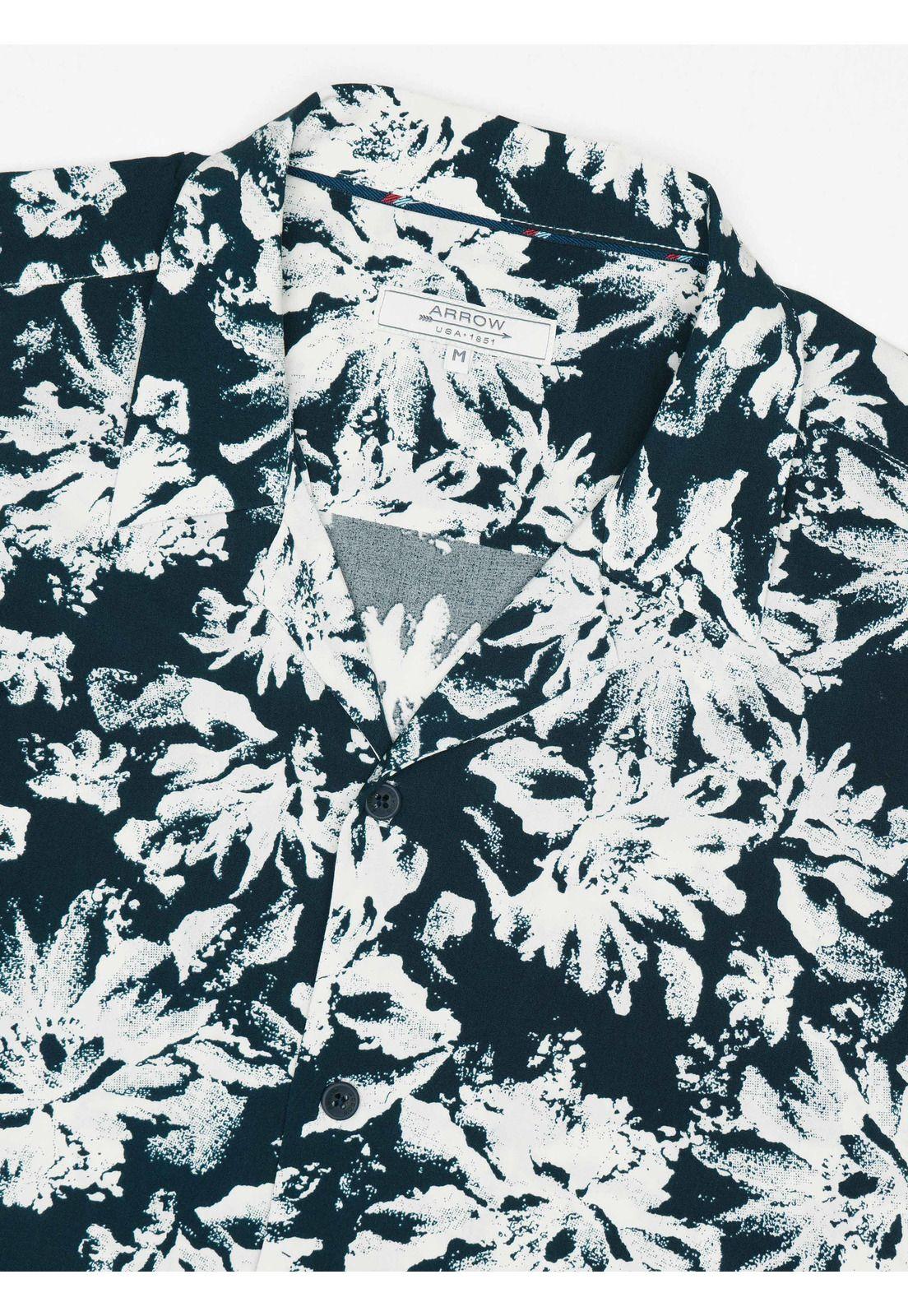 Camisa Algodón Print Regular Fit Azul Marino Arrow CM34023NB-4