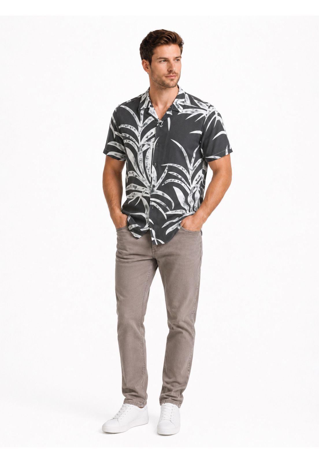 Camisa Algodón Print Regular Fit Oliva Arrow CM34024OL-3
