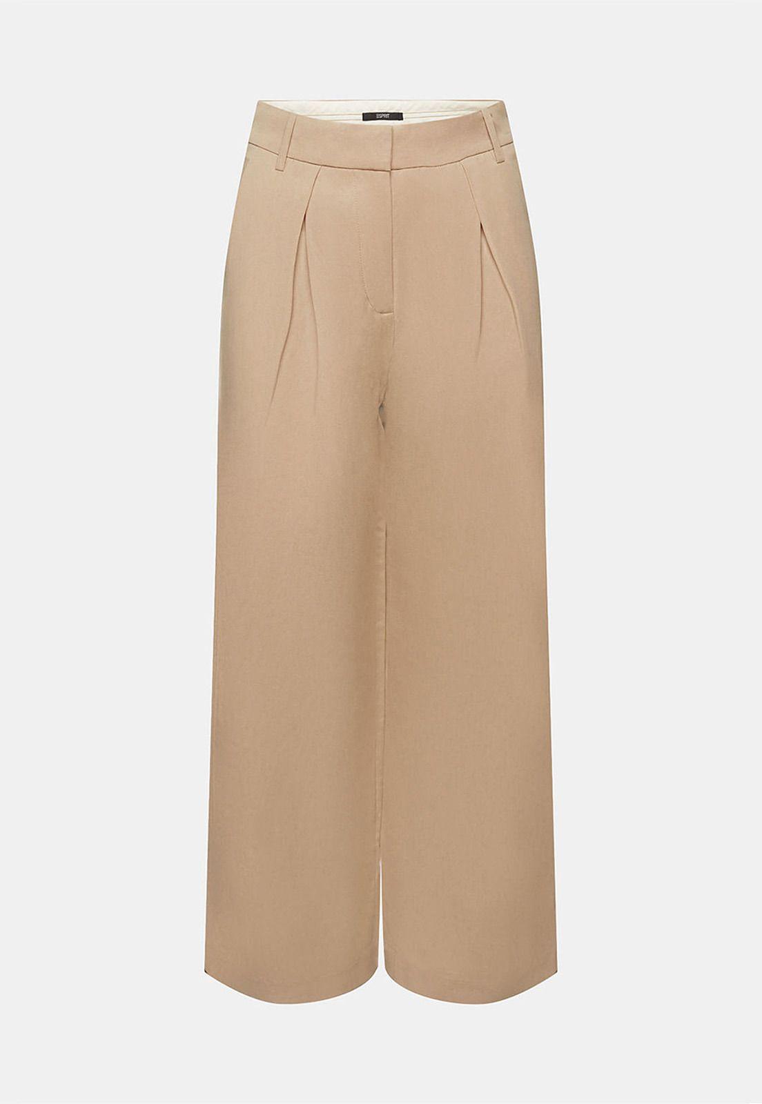 Pantalones De Lino Acampanados Mujer Esprit Verde claro-2