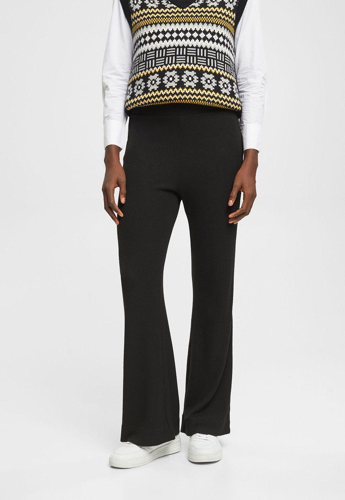 Pantalón Ancho De Punto Acanalado Mujer Esprit-0