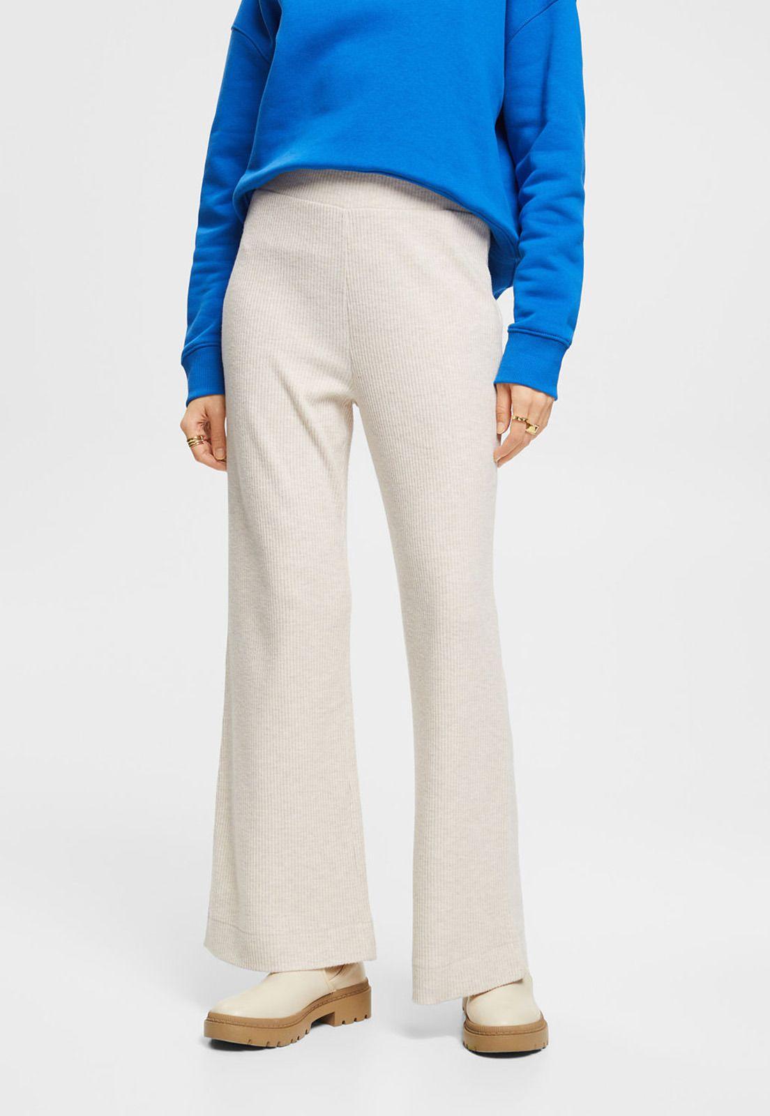 Pantalón Ancho De Punto Acanalado Mujer Esprit-0