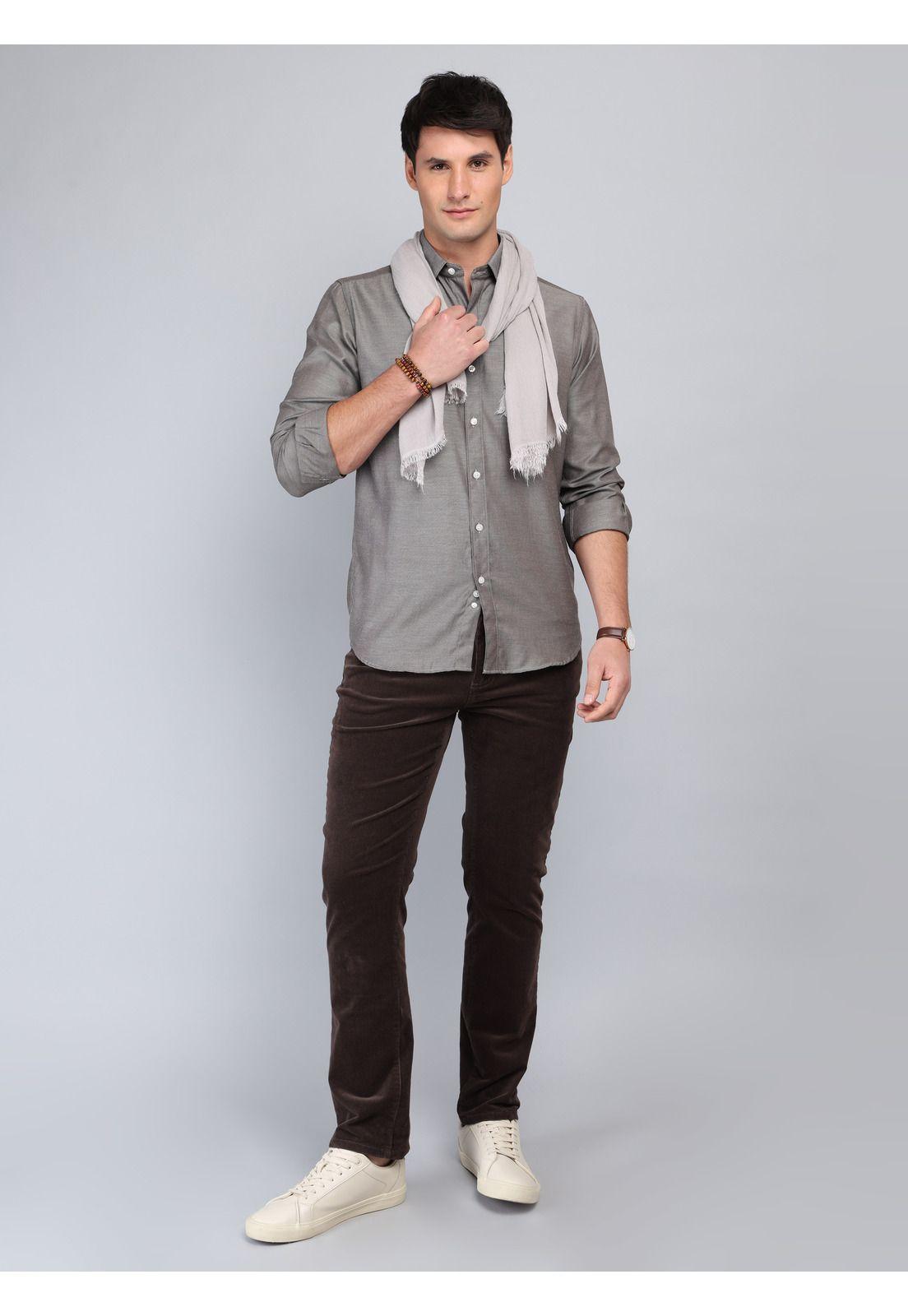 Camisa Texturada Regular Fit Gris Arrow CM33065GR-3