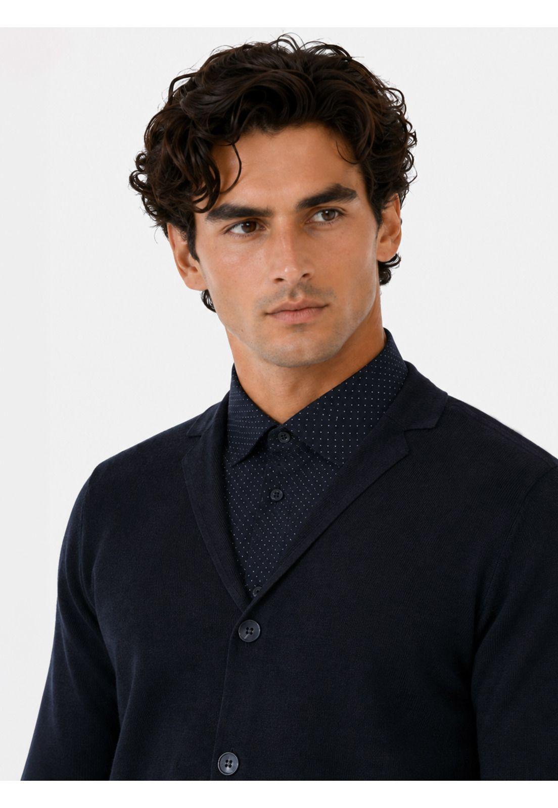 Cárdigan Liso Regular Fit Azul Marino Arrow SW34090NB-2