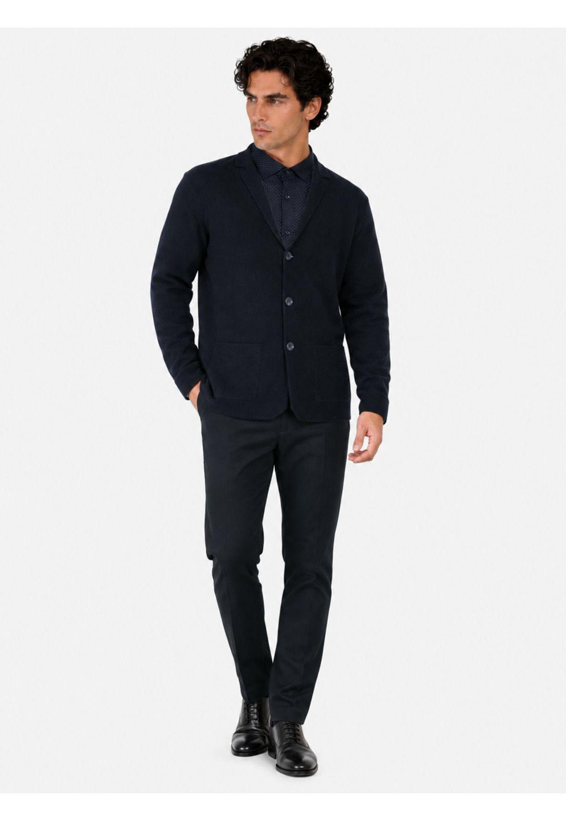 Cárdigan Liso Regular Fit Azul Marino Arrow SW34090NB-3