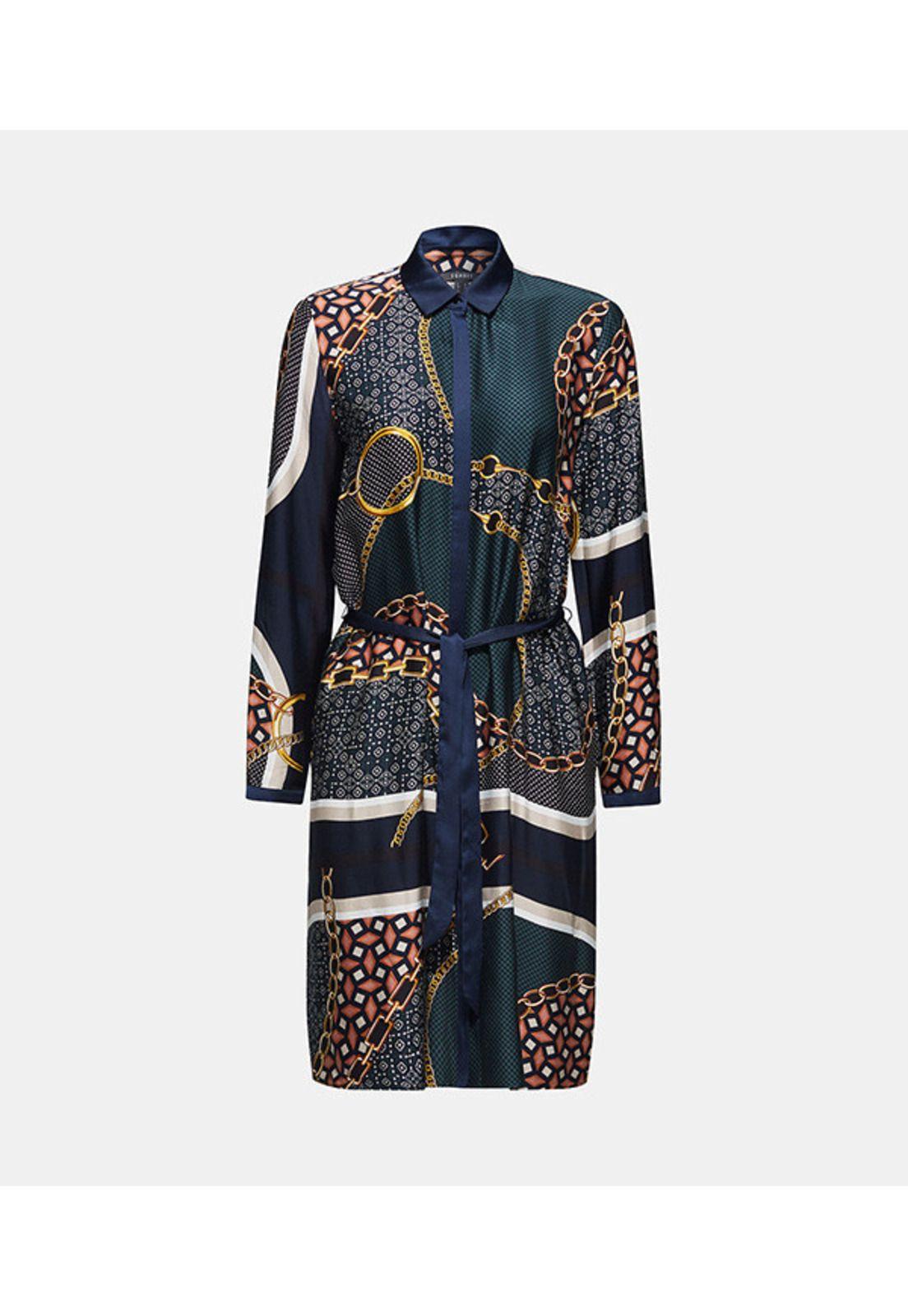 Vestido camisero con estampado de cadenas-3