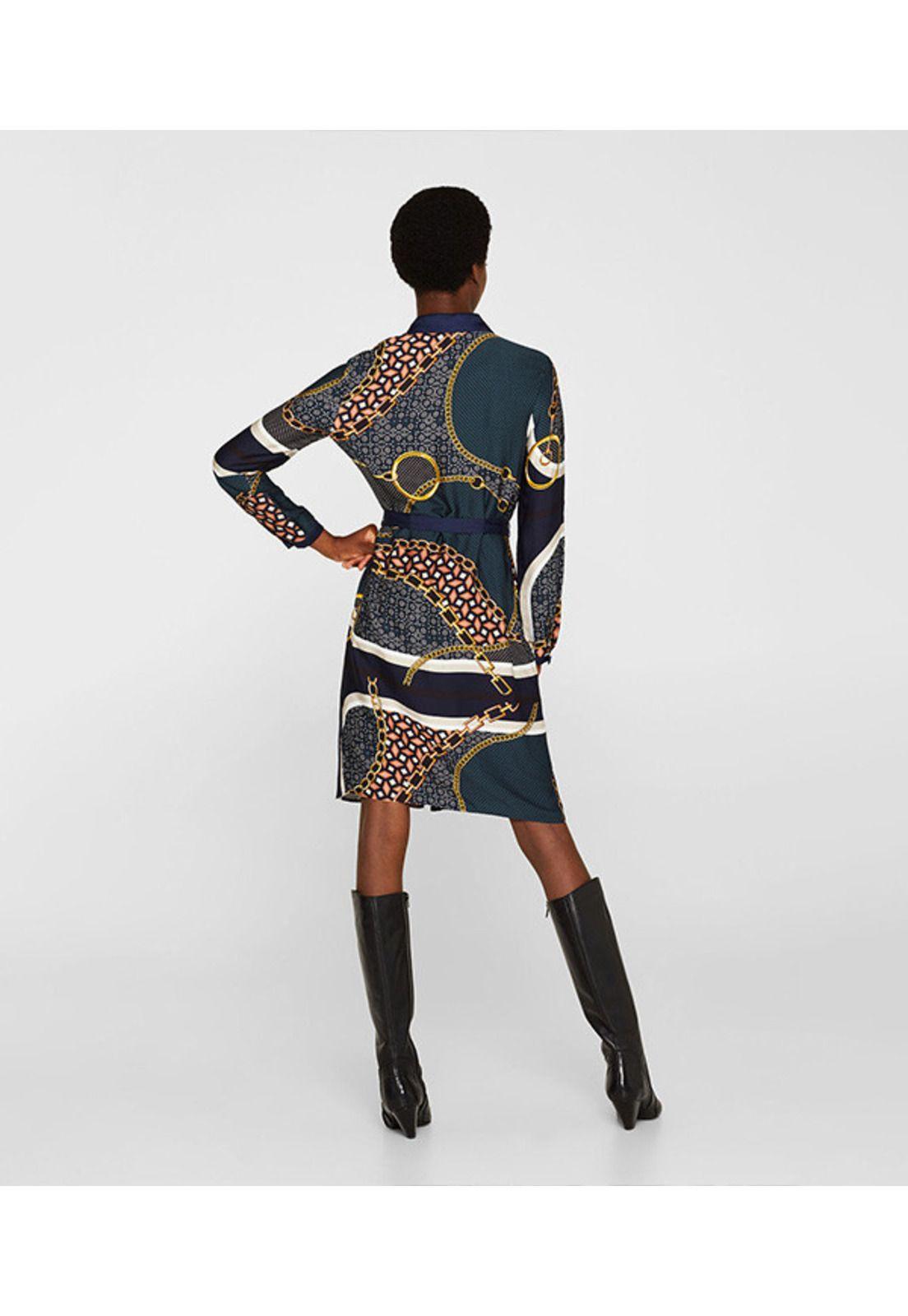 Vestido camisero con estampado de cadenas-6