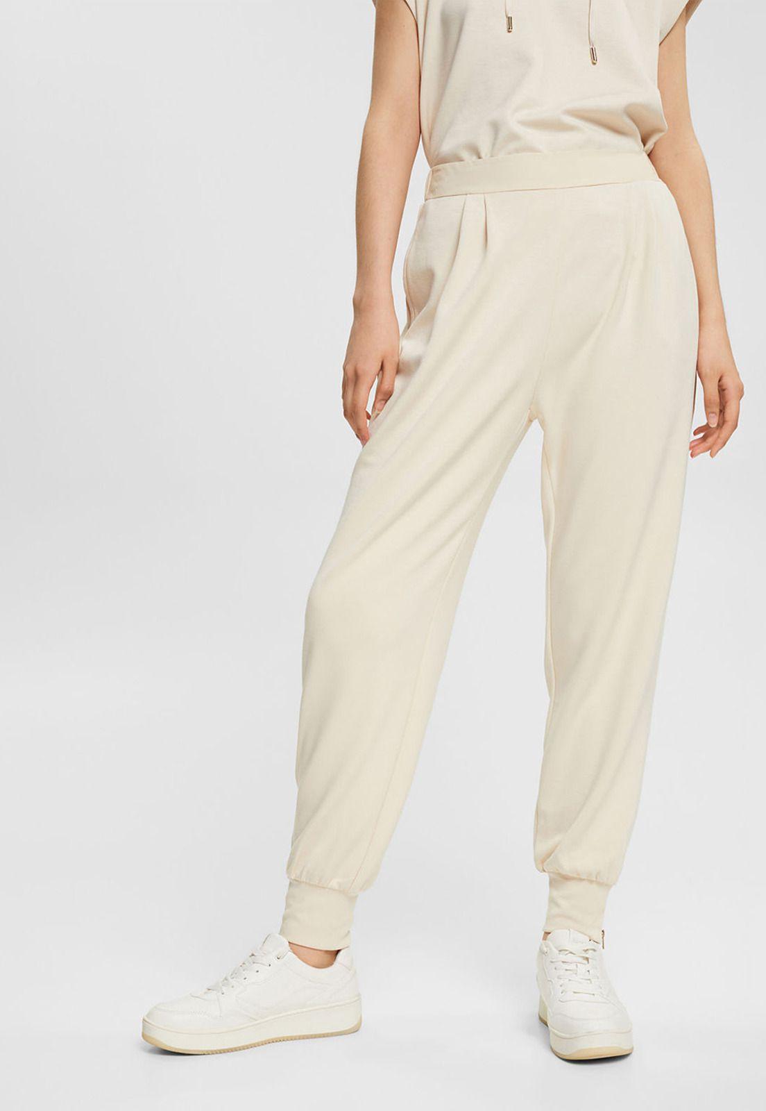 Pantalón Tejido Jersey Suave Con Cintura Elástica Mujer Esprit-0