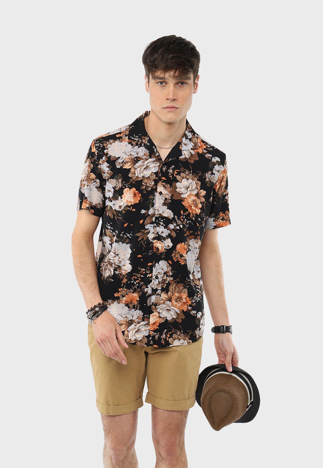 Camisa Manga Corta Print Flores Guy Laroche-0