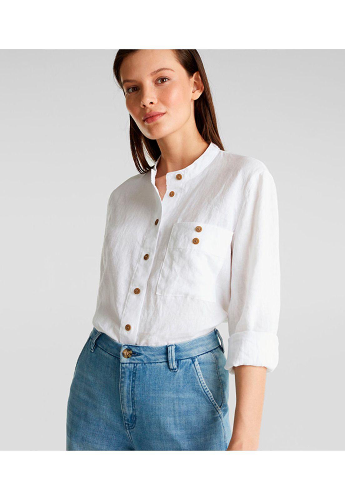 100% lino: blusa cuello alto-0