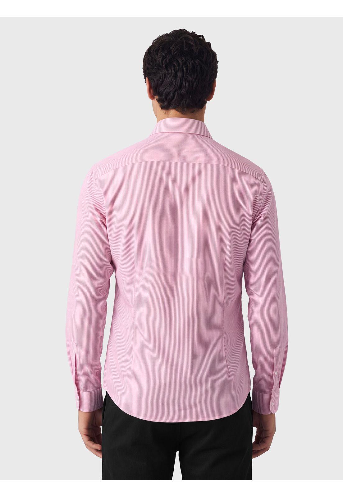 Camisa A Rayas Spandex Slim Fit Rosado Arrow CMI3410RS-1