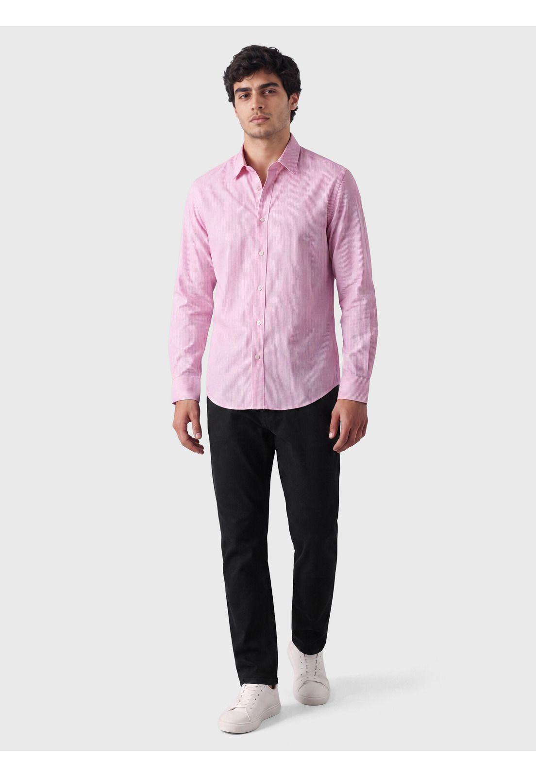 Camisa A Rayas Spandex Slim Fit Rosado Arrow CMI3410RS-3