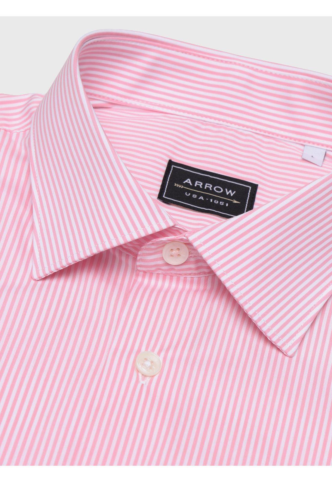 Camisa A Rayas Spandex Slim Fit Rosado Arrow CMI3410RS-4