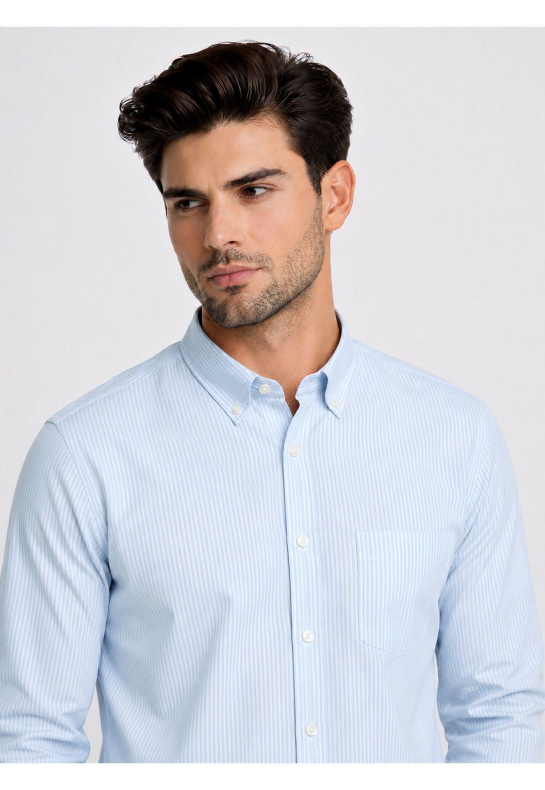 Camisa A Rayas Regular Fit Celeste Piero Butti PBDVF16CE-2