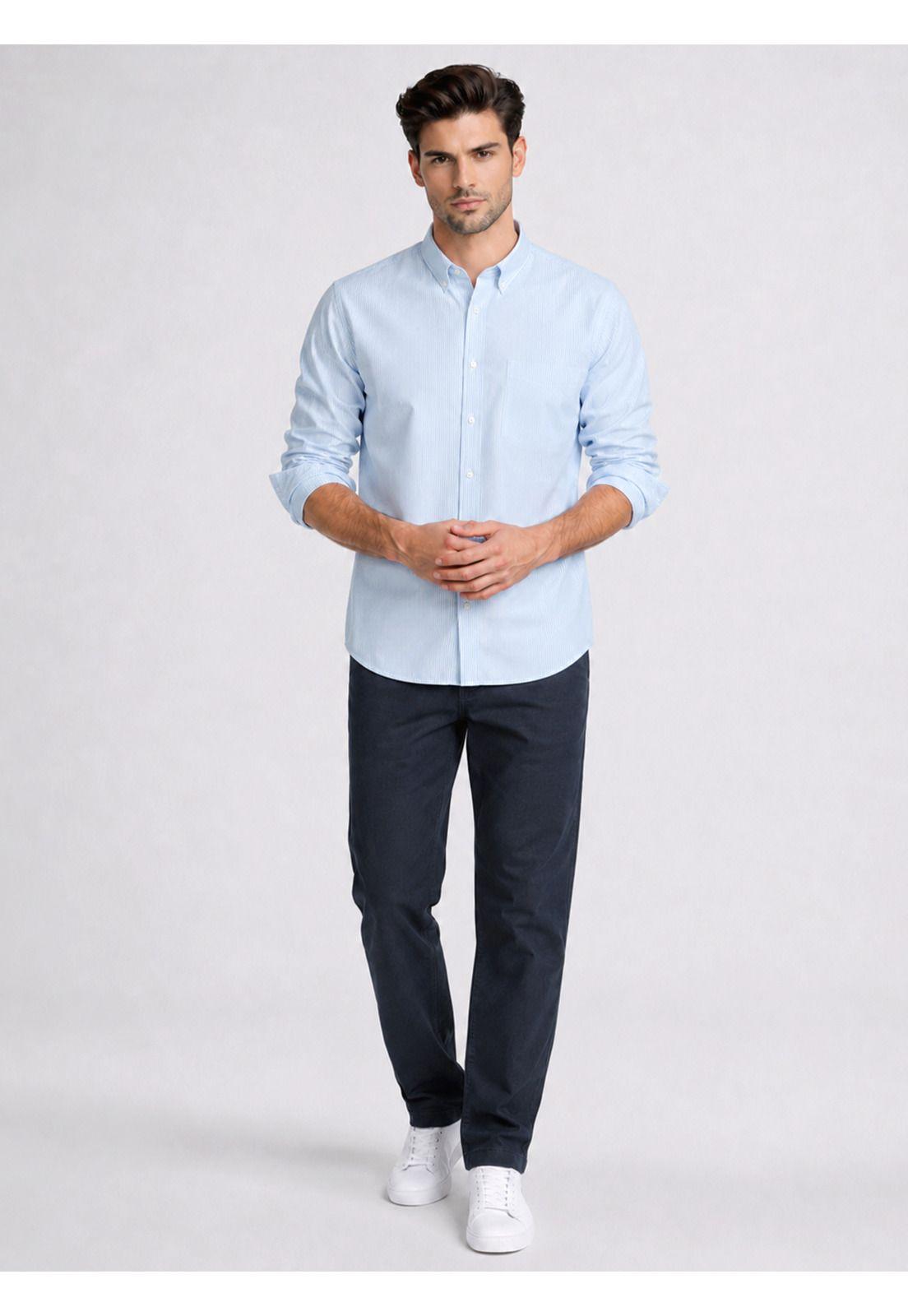 Camisa A Rayas Regular Fit Celeste Piero Butti PBDVF16CE-3