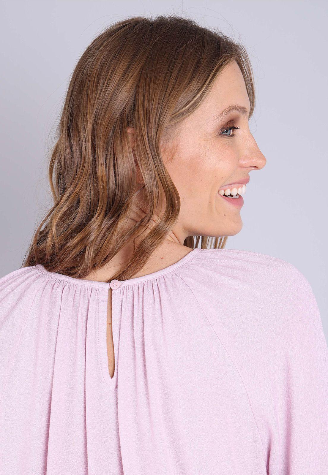 Blusa manga larga con ajuste de botón Mujer Esprit Rosa pálido-3