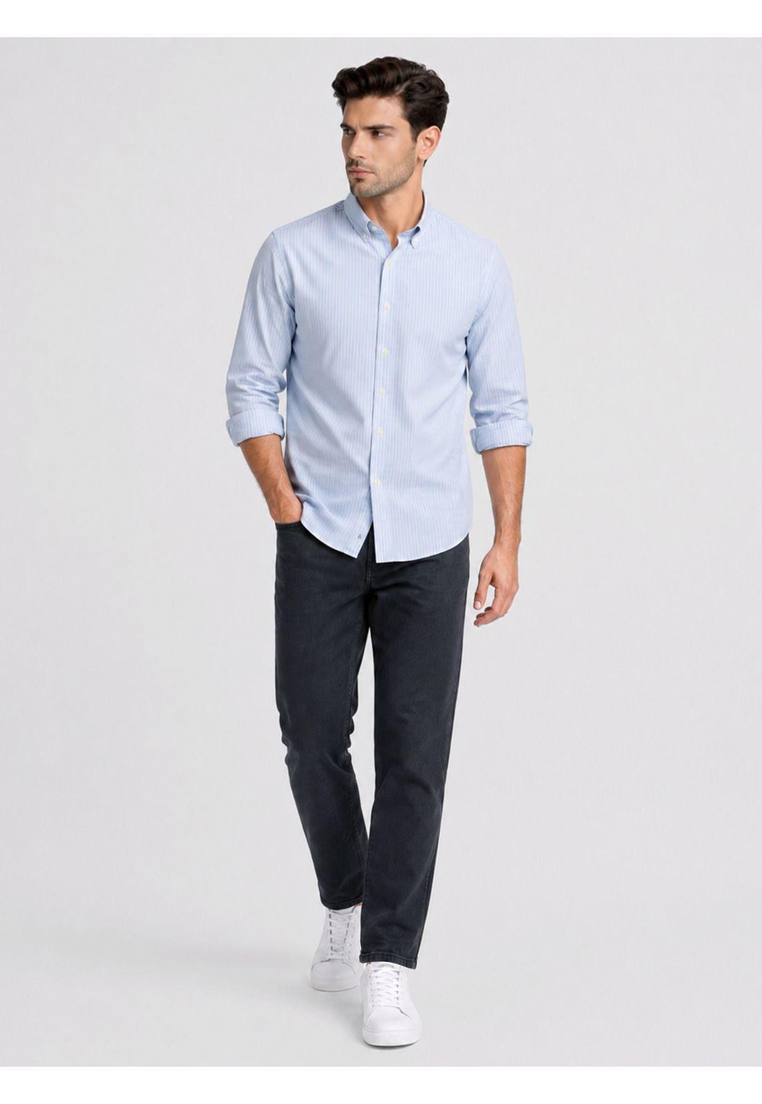 Camisa A Rayas Regular Fit Celeste Piero Butti PBDVF17CE-2