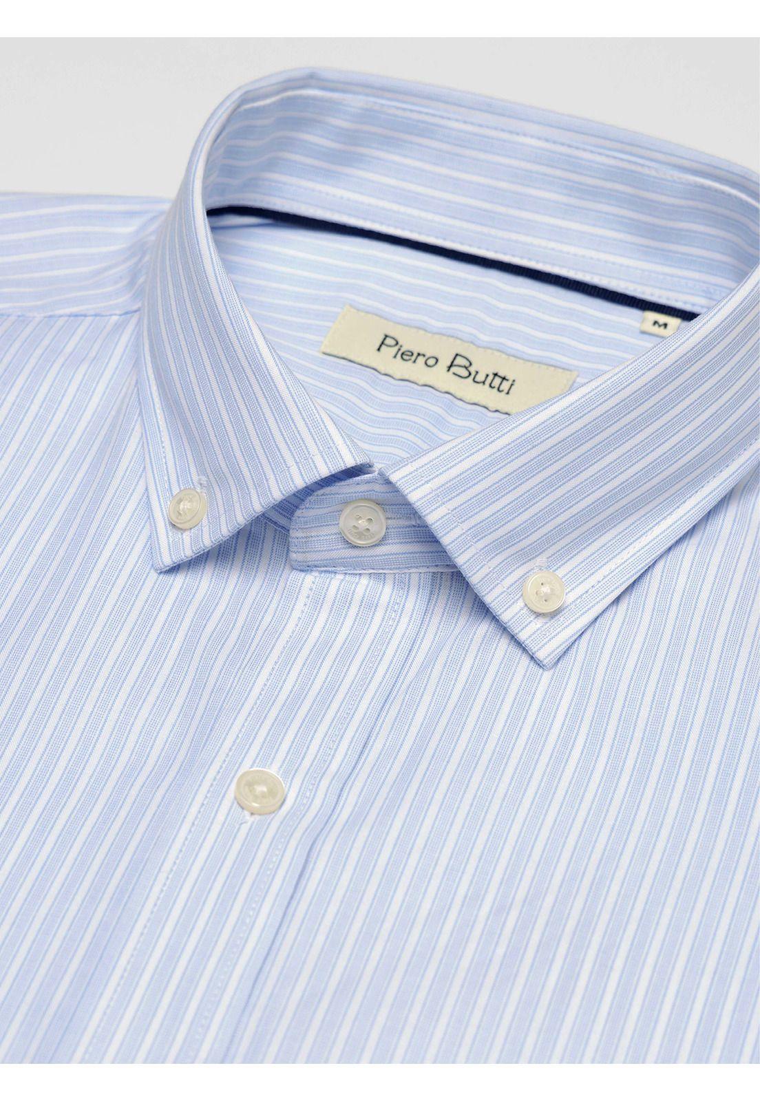 Camisa A Rayas Regular Fit Celeste Piero Butti PBDVF17CE-3
