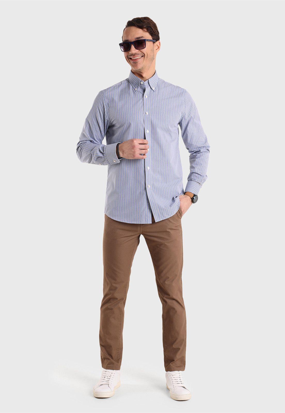 Camisa Cuello con Botón Cuadritos Guy Laroche-3