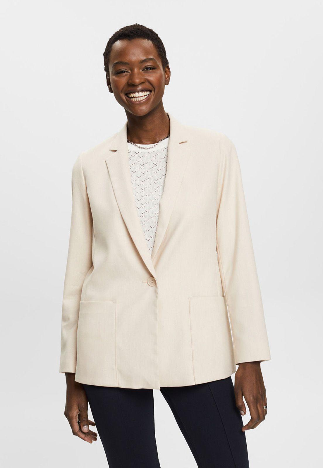 Blazer Con Bolsillos Aplicados Mujer Esprit-0