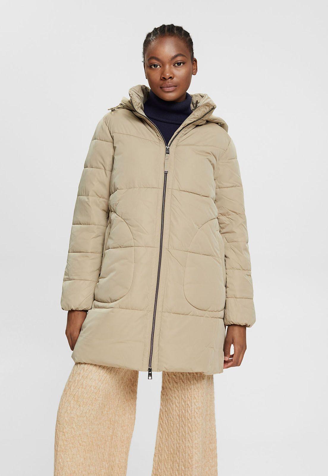 Parka Acolchada Con Capucha Separable Mujer Esprit-0