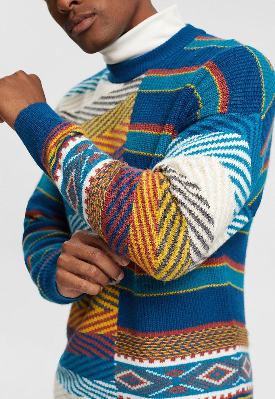 Sweater De Punto Con Diseño Combinado Hombre Esprit-2