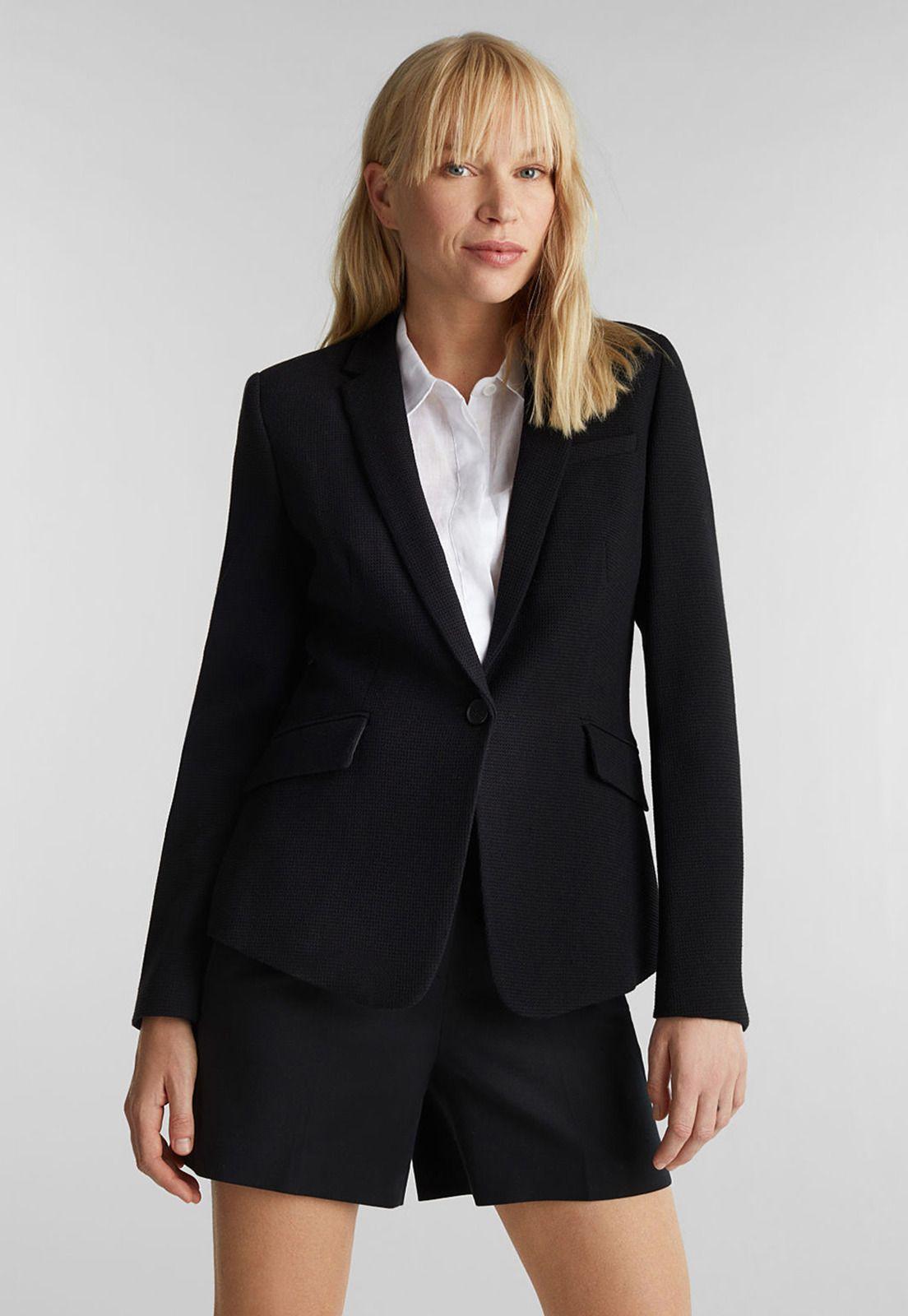 Blazer de piqué elástico entallado Esprit-0