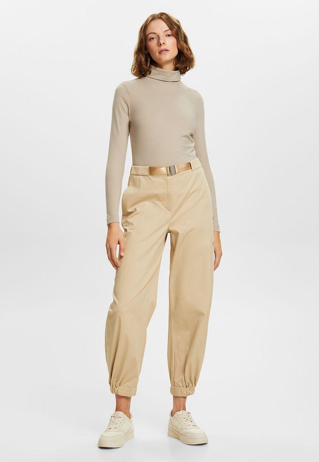 Polera de punto con cuello alto slim fit Mujer Esprit-3