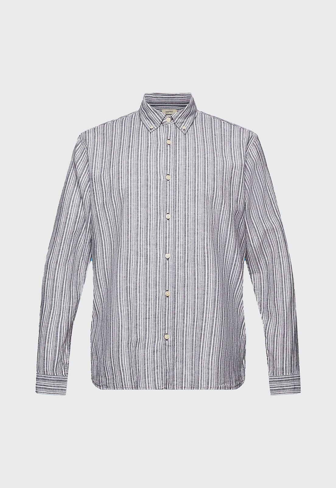 Camisa Lino Hombre A Rayas Esprit Rubí-3