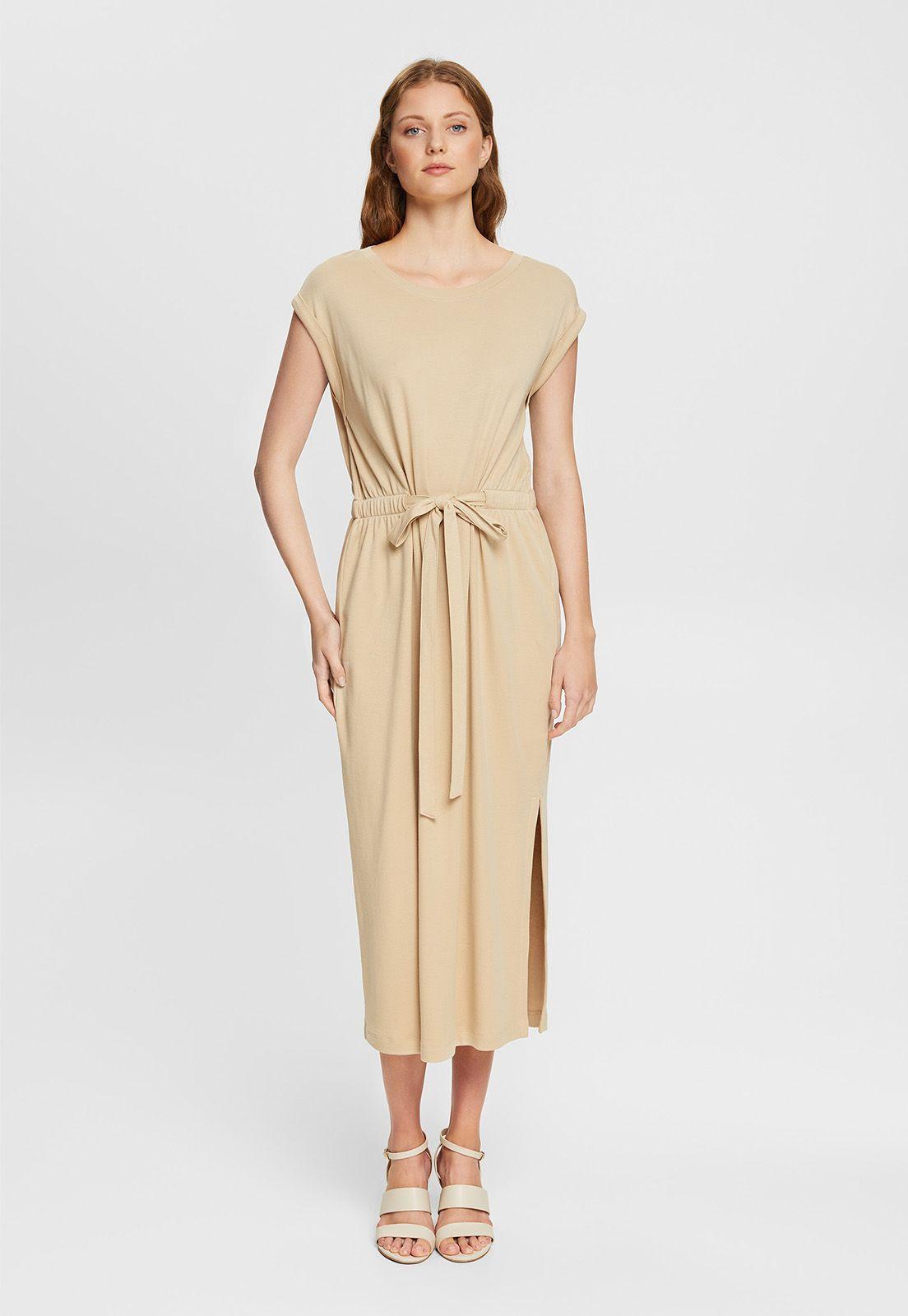 Vestido Midi De Punto Con Lazada Mujer Esprit-0