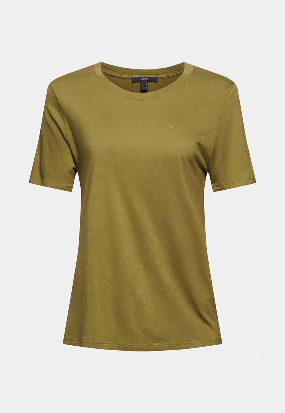 Polera Mujer Manga Corta Lisa De Lenzing™ Ecovero™ Esprit Oliva-3