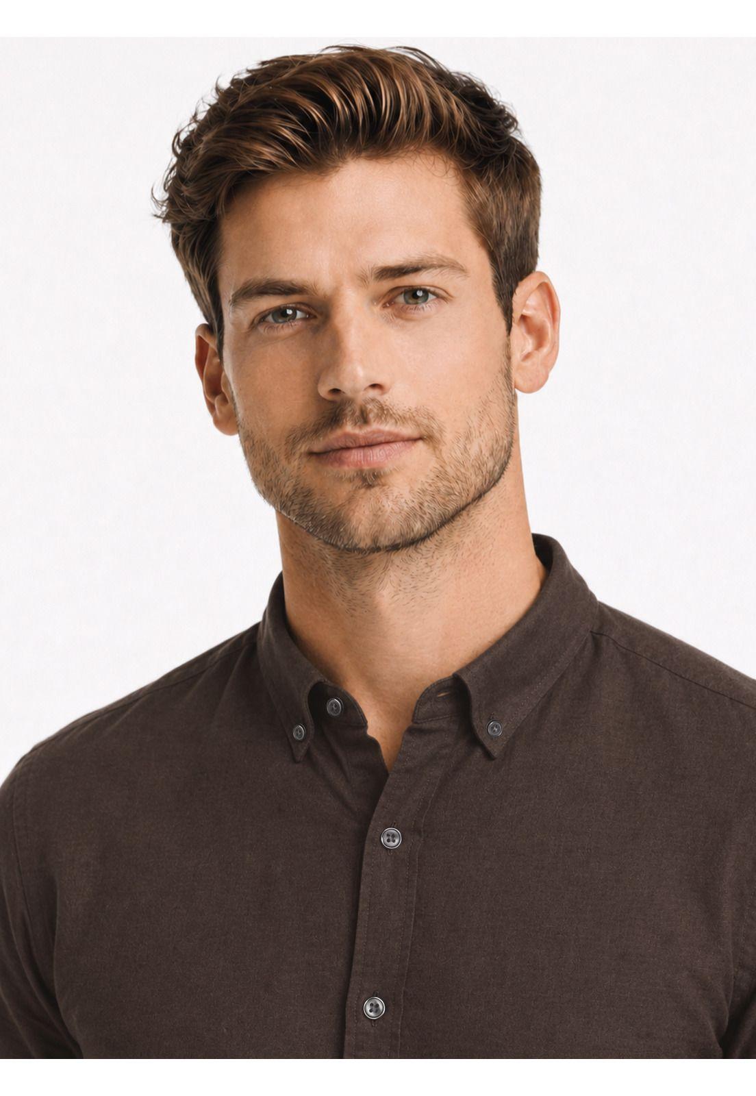 Camisa Lino Algodón Regular Fit Café Arrow CM34051CA-2
